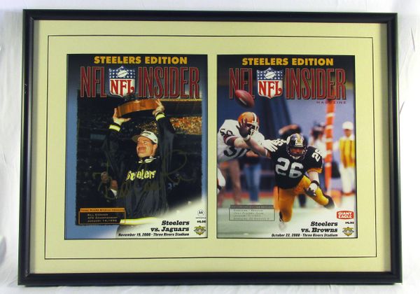 2 Pittsburgh Steelers game programs - 11/19/2000 (signed by Bill Cowher) & 10/22/2000 - framed