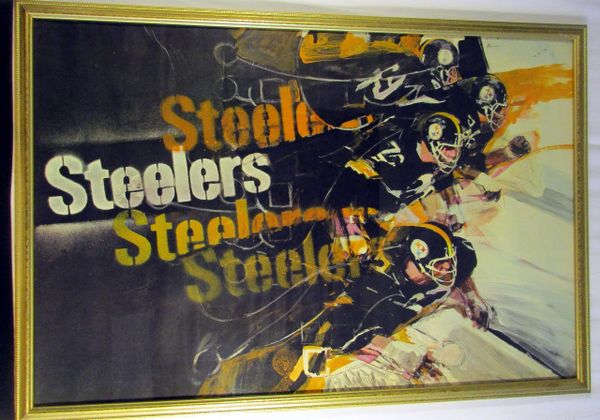 Large, framed 1970's Pittsburgh Steelers display
