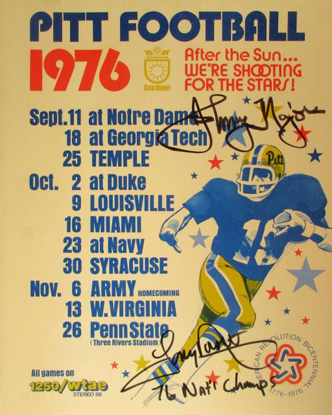1976 Pitt Panthers football - National Champs - bar schedule - 16x20 photo