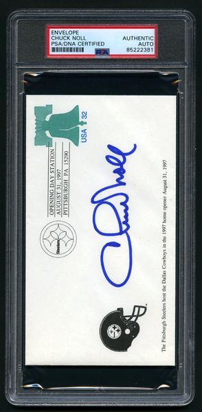 Chuck Noll, Steelers - signed Super Bowl commemorative envelope - PSA/DNA!