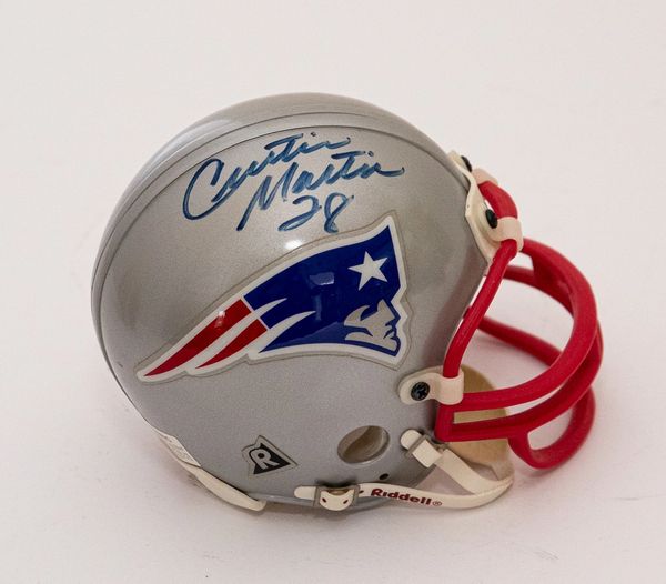 Former Pitt RB Curtis Martin, Patriots - signed mini helmet