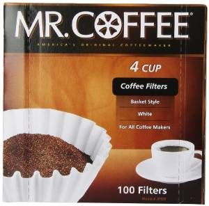 Mr. Coffee Basket Coffee Filters 4 Cup White Paper 100-Count Boxes (Pack of 12)