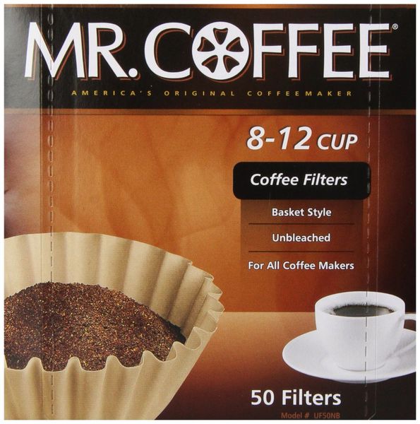 Mr. Coffee Basket Coffee Filters 8-12 Cup Natural Brown 8-inch 50-Count Boxes (Pack of 12)