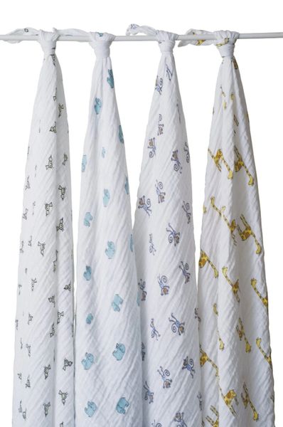 Aden + Anais Classic Muslin Swaddle Blanket Jungle Jam 4 count