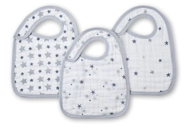 aden + anais 100% Cotton Muslin Snap Bib Twinkle 3 Count