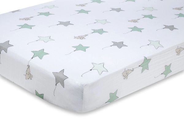 Aden + Anais Classic Muslin Crib Sheet Up Up and Away Elephant