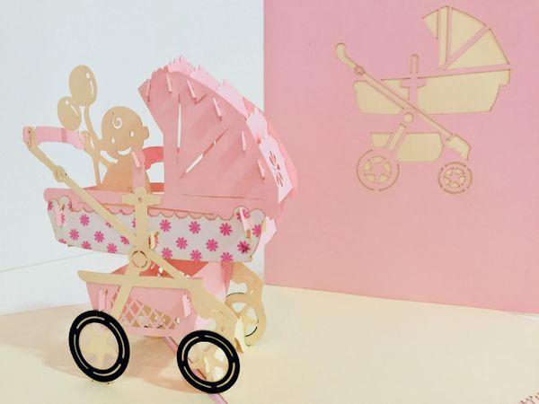 Large Super Cute Baby Carriage Pram in Pink