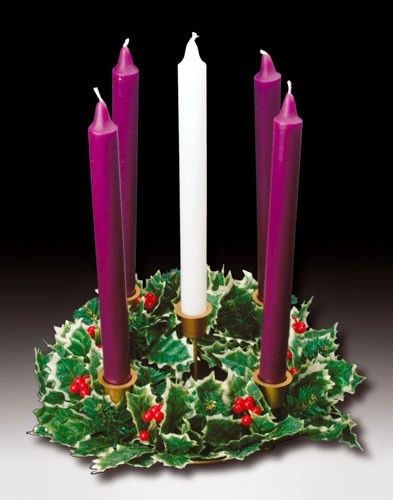 Advent Wreath With Holly Decoration And Candles Fm Church