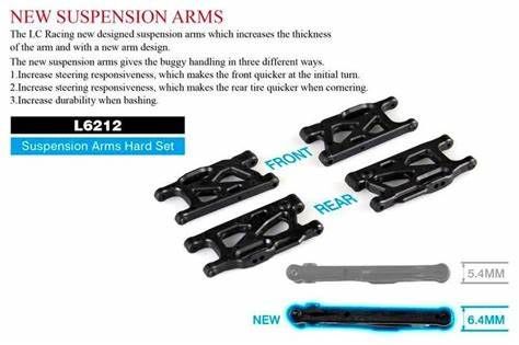L6212 LC RACING SUSPENSION ARM SET FRONT/REAR (HARD SET)