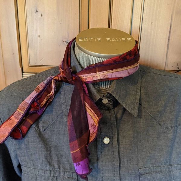 Roy Rogers scarf - gold, purple, reds print