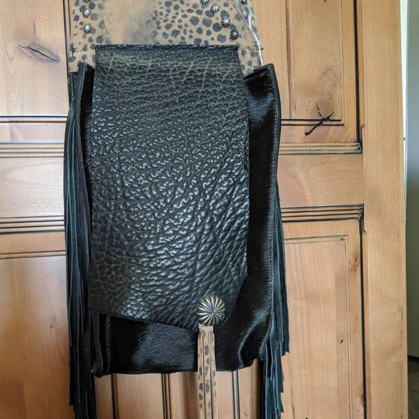 Handcrafted Leather Crossbody Fringe Bag - USA Made Black