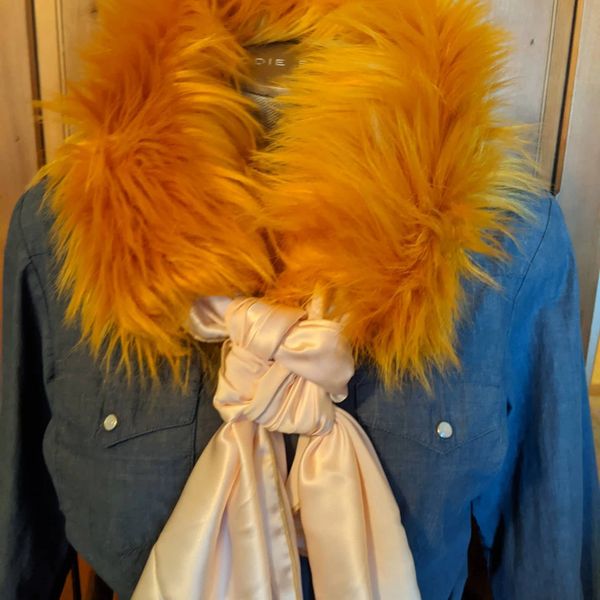 Shaggy Mustard Faux Fur wild rag ruff