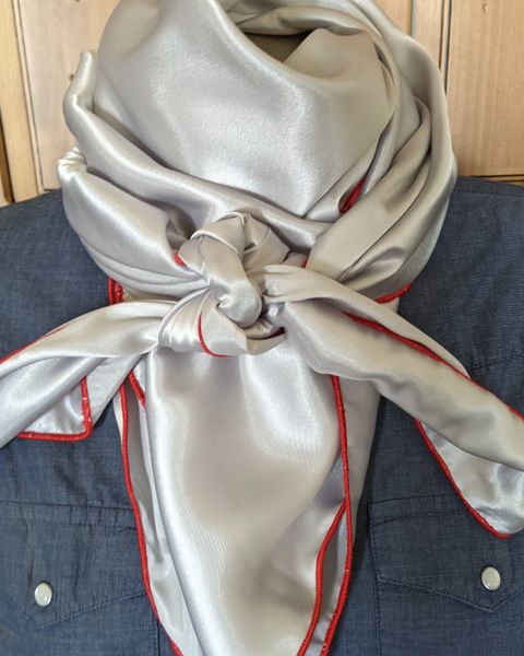 42x42 light gray with red edge wild rag