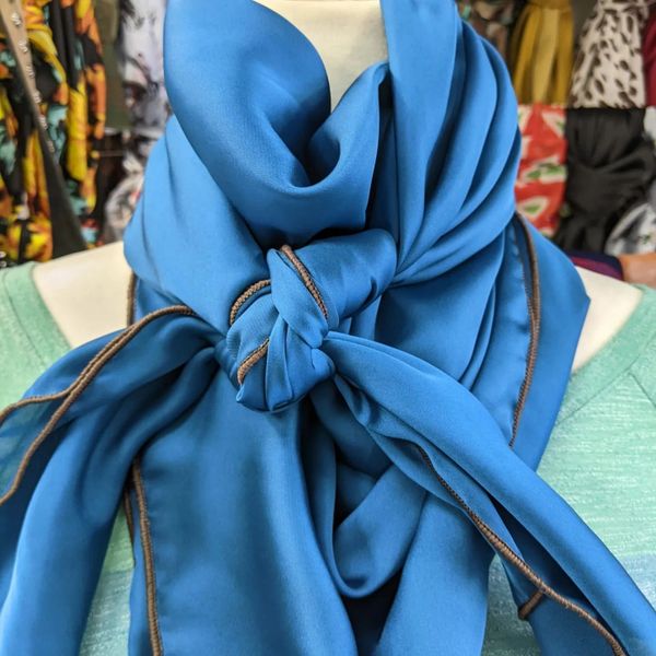 42x42 Silk teal peacock solid Wild Rag