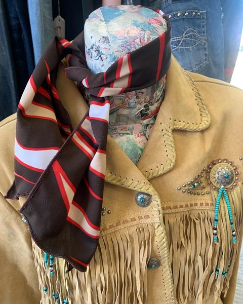Roy Rogers or show scarf - brown, red, tan, and white print