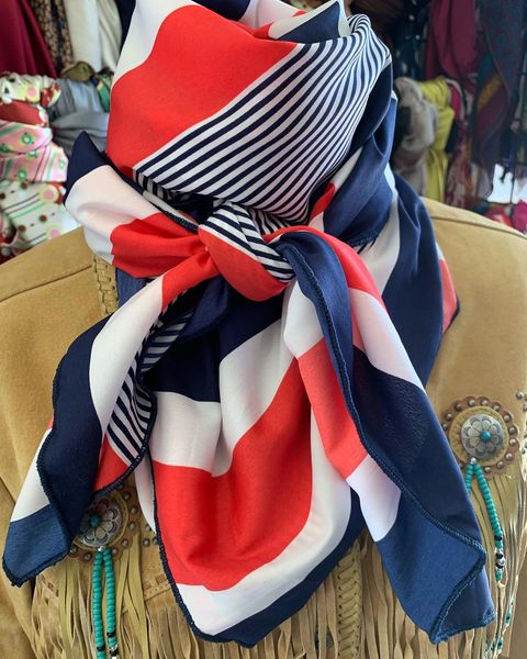 42x42 Silk Wild Rag - red white and blue stripes