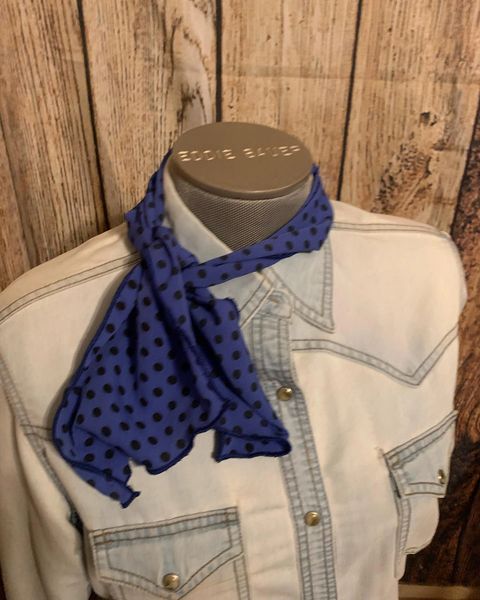 blue and black polka dot print