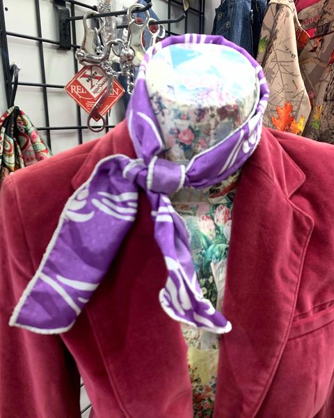 Roy Rogers or show scarf - purple with white floral print