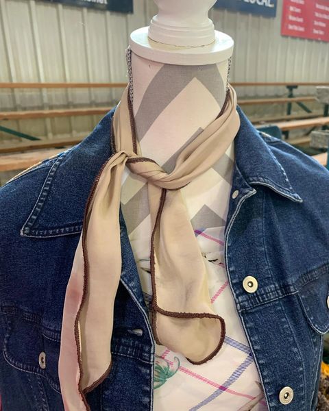 Roy Rogers or show scarf - light tan with brown edge print