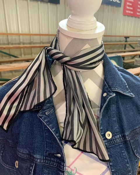 Roy Rogers or show scarf - black and and gray line print
