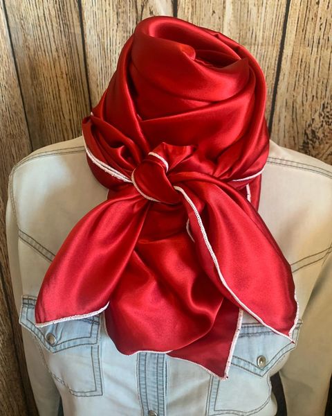 42x42 solid red with white edge wild rag