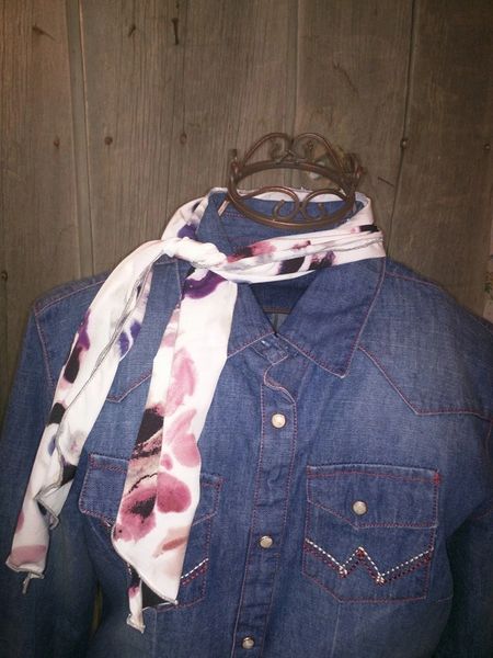 Roy Rogers or show scarf - purple, pink, White floral print