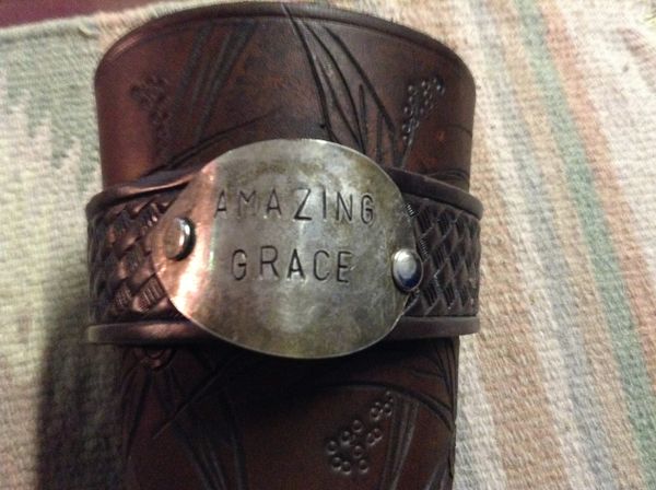 Leather cuff 9" amazing grace