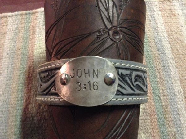 Leather cuff 9 1/2" John 3:16