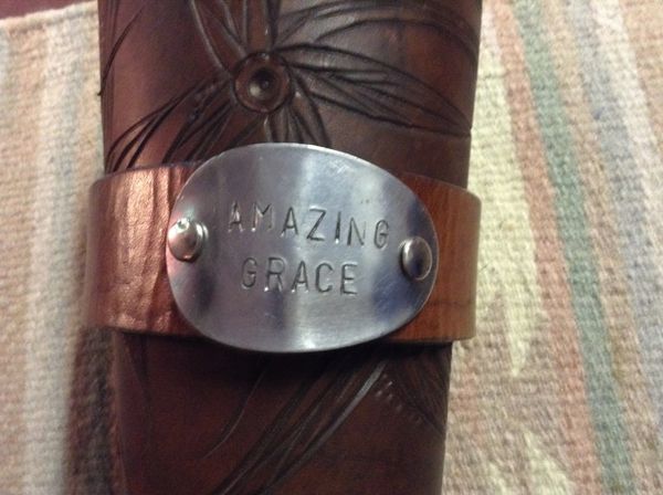 Leather cuff 8 1/2" amazing grace