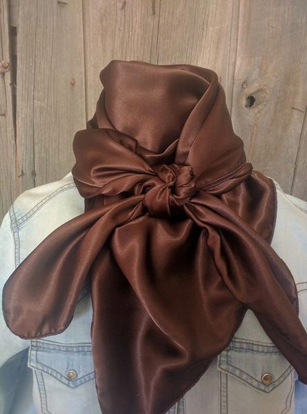 42x42 solid charmeuse wild rag - chocolate brown