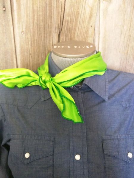 Roy Rogers or show scarf - lime green with green edge