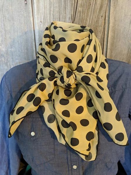 42x42 tan with black polka dots print wild rag