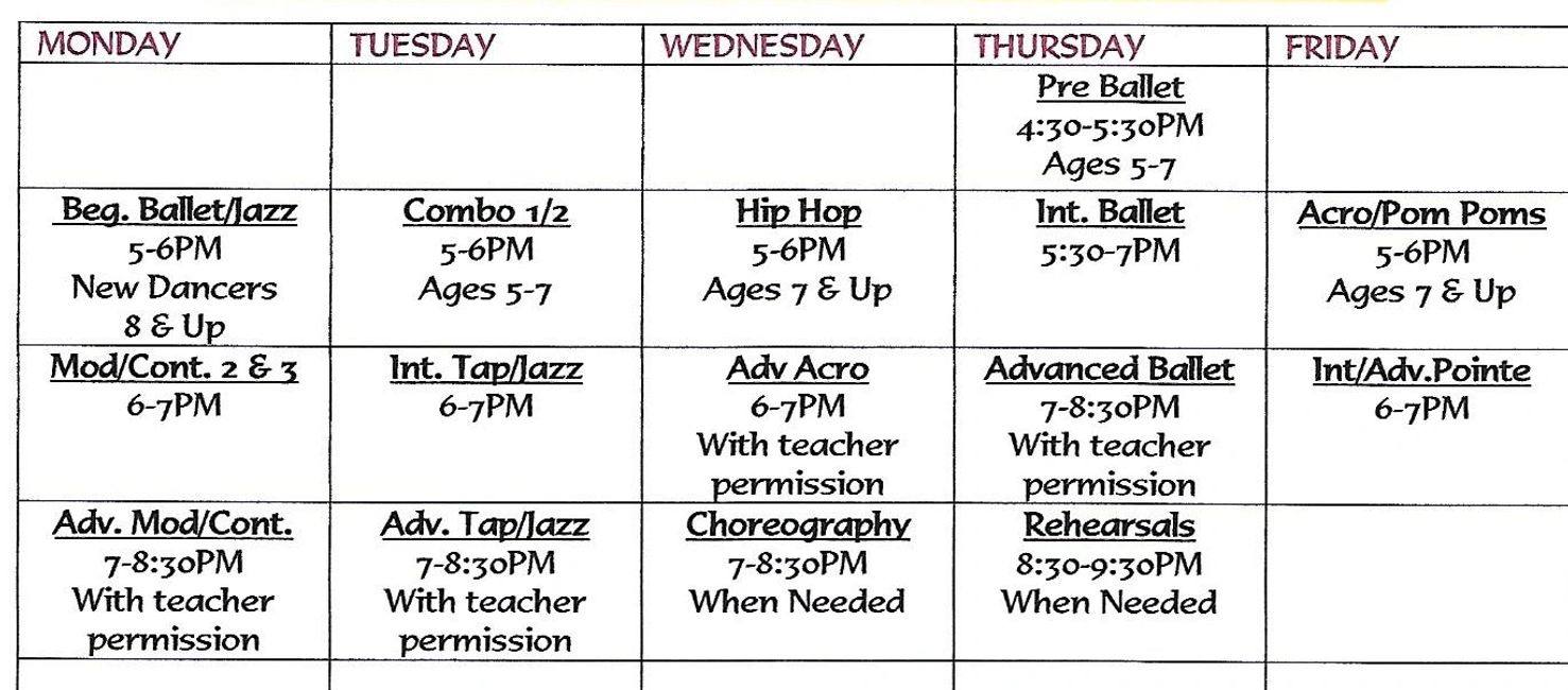 Class Schedule | LeeAnne Ashley Dance