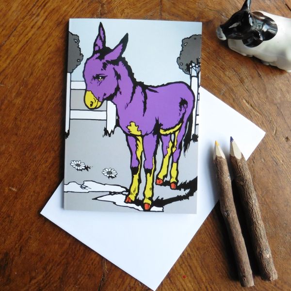 Purple Donkey Greeting Card For The Offbeat And Unconventional Person In Your Life The Vintage Card Company