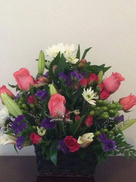 Basket with roses and other floral