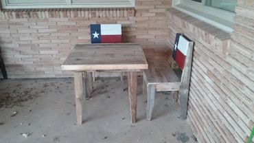 Pallet wood table and chairs