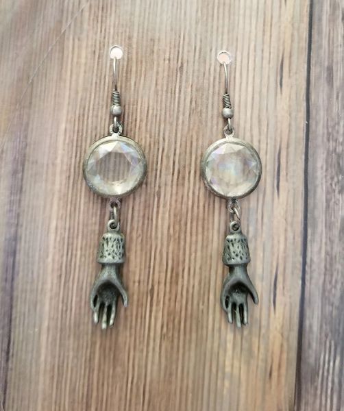 Steampunk Crystal and Hands Dangles