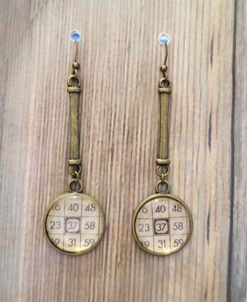 Golden Steampunk Dangles with Bingo Charms