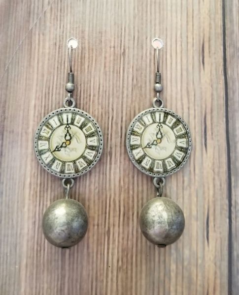 Steampunk Solver Clock & Ball Dangle