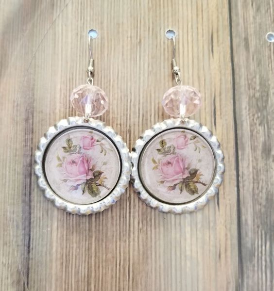 Pink Roses in Silver Bezel