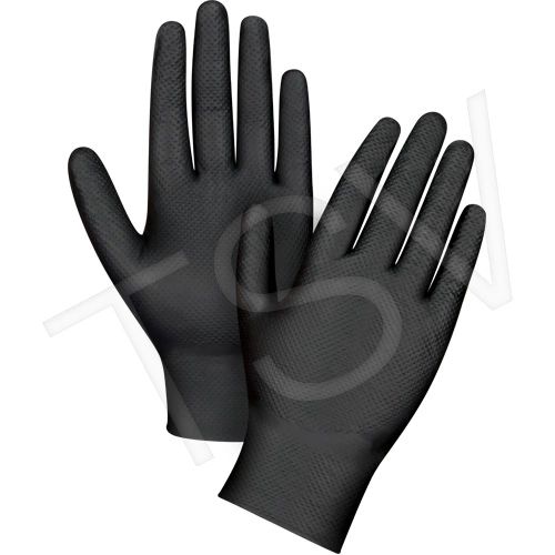SDL990 Heavyweight Black Nitrile Gloves Powder-Free 9.5"L 8-mil ZENITH (SZ XSM-2XL) 50 per BOX "Not for medical use"