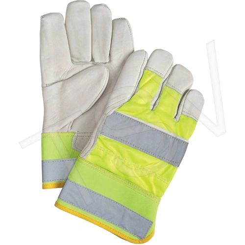 SEK239 Premium Quality High-Viz Grain Cowhide Fitters Gloves YELLOW or ORANGE SZ: LARGE Unlined Leather Palm ZENITH