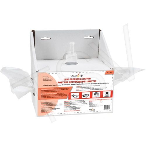 SEE380 Disposable Lens Cleaning Station 8oz (237ml) Bottle 600 Tissue : 8"Lx4"Dx8"H ZENITH