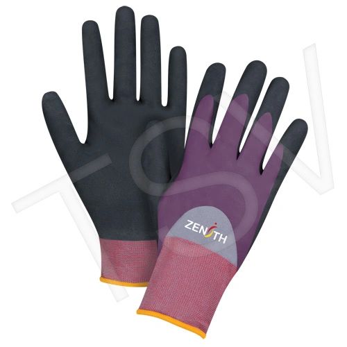 SDP444 ZX-2 Premium 3/4 Nitrile Foam Palm Coated Gloves 18Gauge SHELL Nylon Coating WET/DRY/OILY GRIP ZENITH (