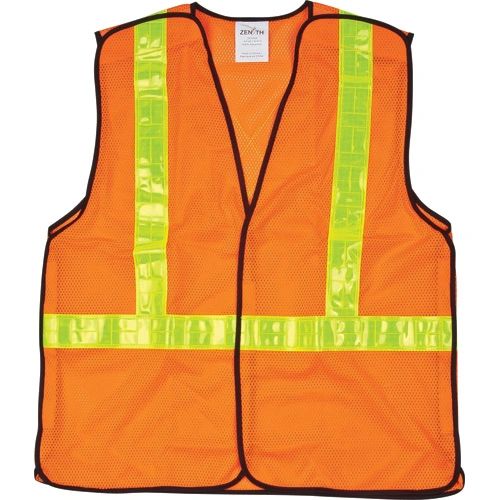SEF097 CSA Compliant 5-Point Tear-Away Traffic Safety Vests ZENITH ORANGE (MED-XXL)