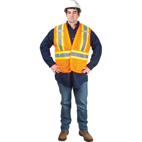 SEF101 Traffic Vest, CSA Compliant Surveyor ORANGE ZENITH (Med-XXL) Distancing