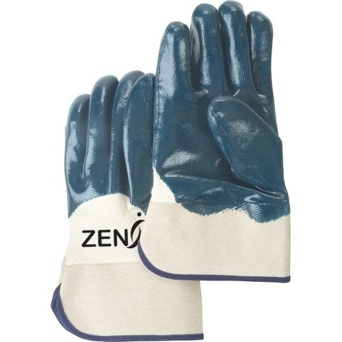 SAN447 Heavyweight Nitrile PALM 1/2 Coated Safety Cuff 100% COTTON LINING (Sz's 10-11) ZENITH