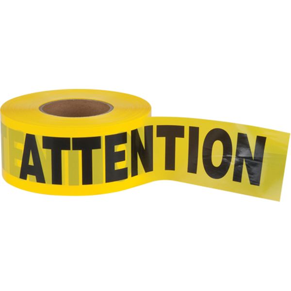 SEK401 Barricade Tape ATTENTION 2mil Thick 3"Wx1000'L Black on Yellow HVY-DUTY ZENITH