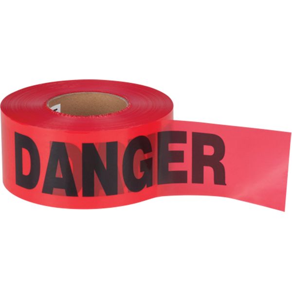 SEK402 Barricade Tape DANGER 2mil Thick 3"Wx1000'L Black on RED HVY-DUTY ZENITH Distancing