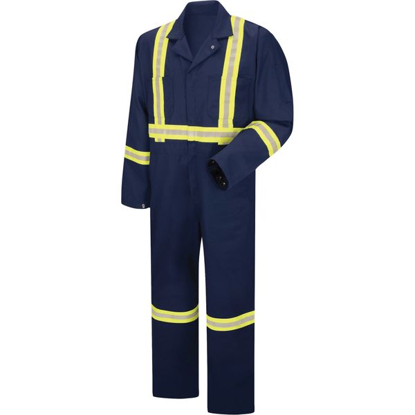 SDH951 ENHANCED VISIBILITY COVERALLS UNLINED 7.35oz Twill, 65%Poly/35%Cot 2" yellow/silver/yellow (3M Scotchlite #9920) RED KAP